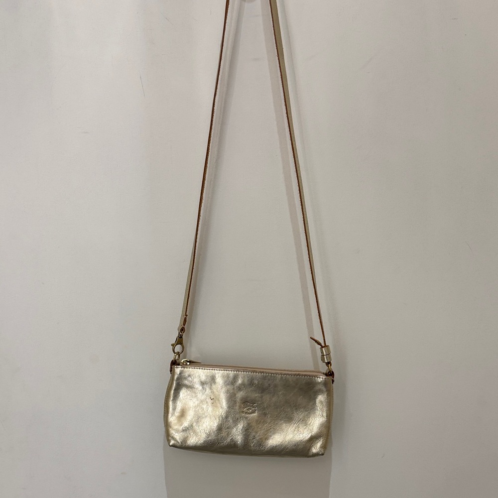 Il Bisonte Italian  metallic gold genuine leather Crossbody Bag